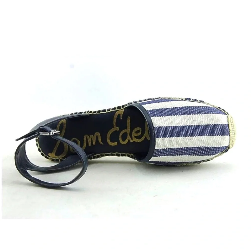 Sam Edelman “Vivian” Striped Espadrille Sandals in Navy and White Sz 6